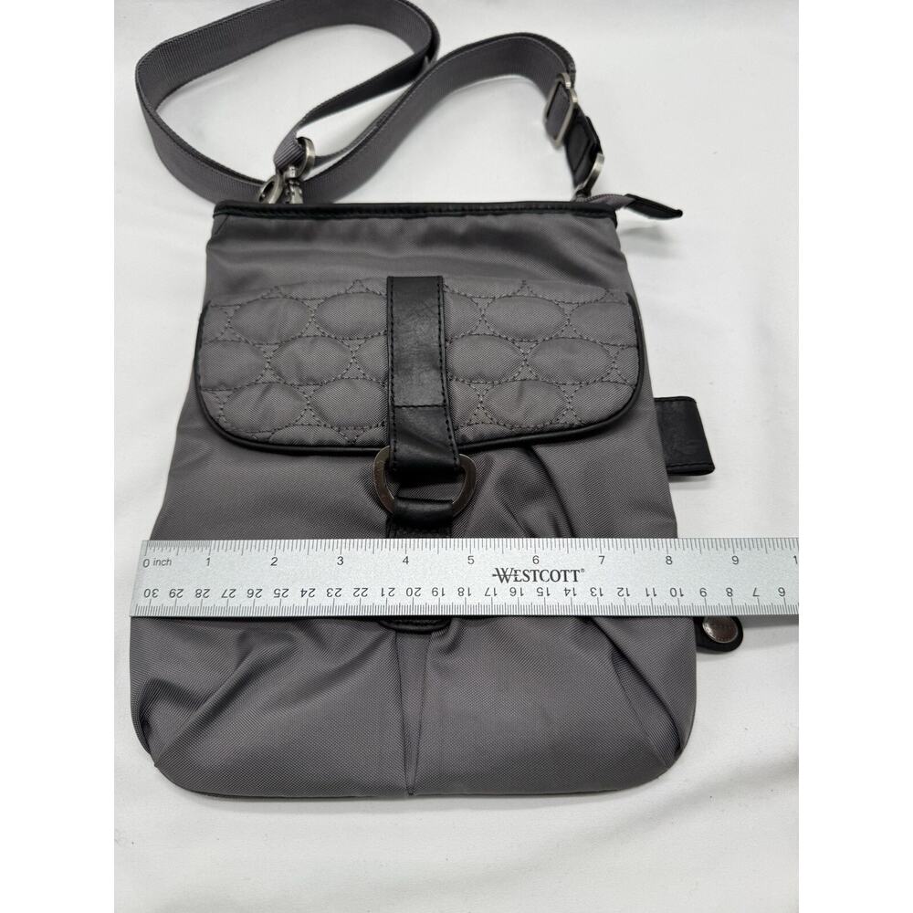 Mosey Life by Baggallini Caster Cross Body Purse Gray Lavender Lining Preowned - Picture 12 of 14